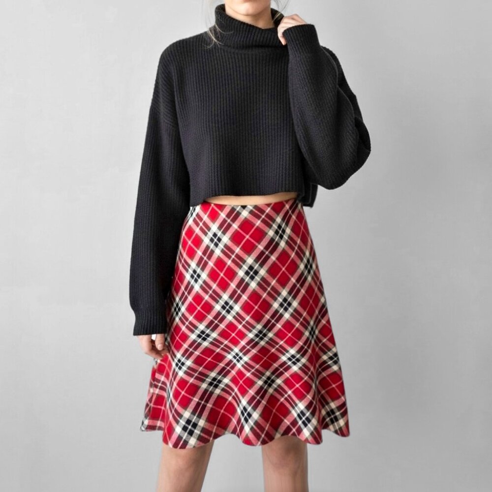 Vintage Plaid Skirt Red 6 Oxford Heritage British Academia Made In USA Tartan